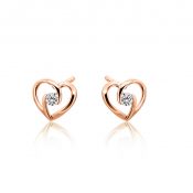 IMAGE 2 - 9ct Rose Gold & Diamond Heart Stud Earrings £259.00